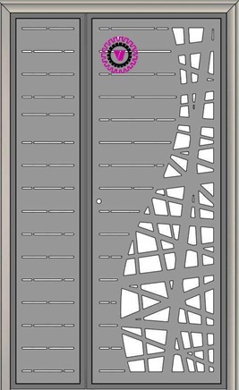 Modern Abstract Laser-Cut Entrance Gate with Jaali Panel