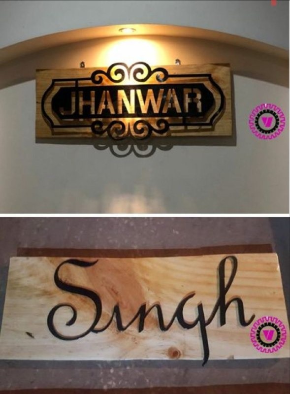 Backlit Dual-Tone Wooden Nameplates — Décor, Mild Steel & Teak Wood Backing by VEEPEE Engineers