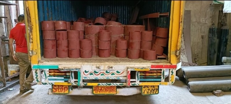 Red-Painted Steel Couplings Batch — Legacy Industrial, Mild Steel by VEEPEE Engineers