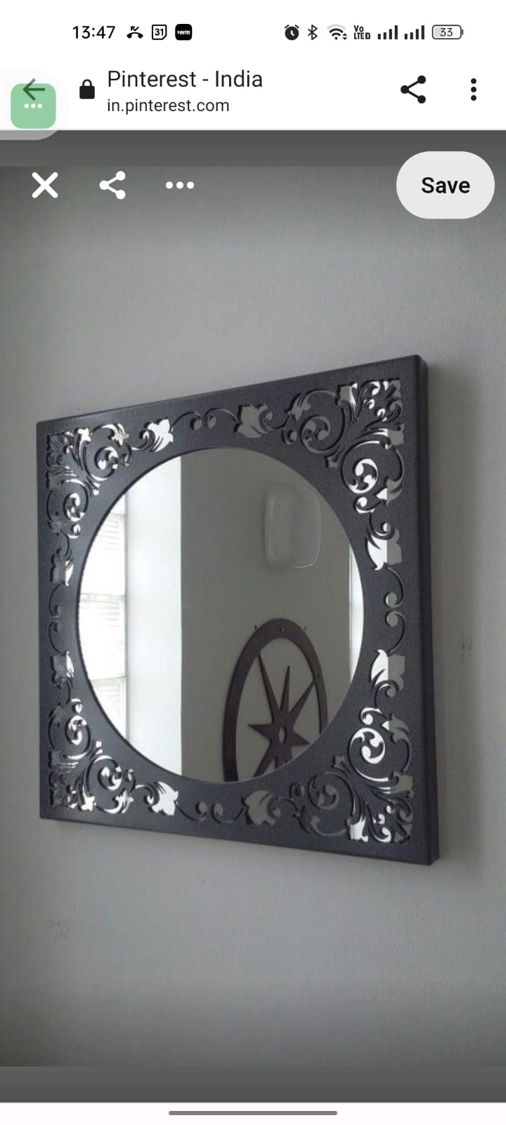 Intricate Floral Laser-Cut Mirror Frame