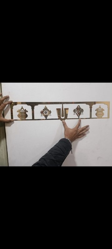 Auspicious Hindu Iconography Border Strip — Pooja Panels, Stainless Steel (Gold Finish) by VEEPEE Engineers
