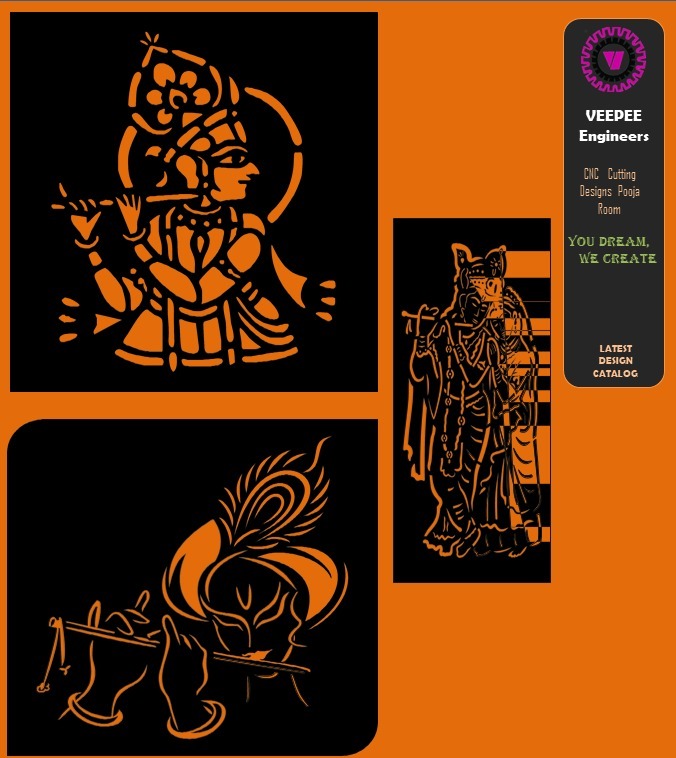Divine Krishna & Radha Laser-Cut Pooja Panels