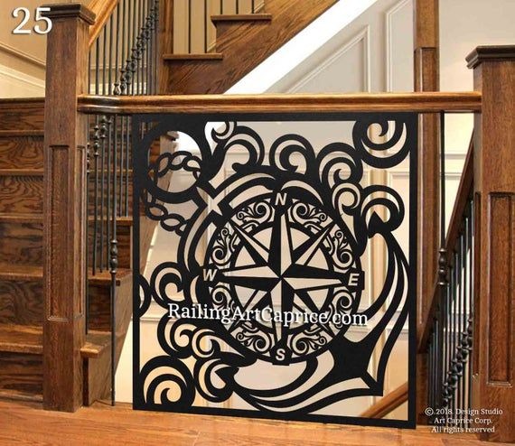 Nautical Compass Laser-Cut Balustrade Panel